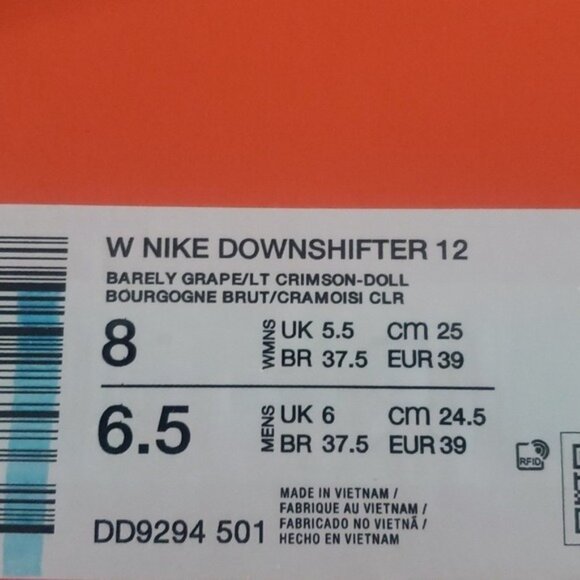 New Nike Downshifter 12 Womens Purple Running Shoes Size‎ 8 Lightweight Training - Picture 9 of 9